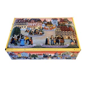 E. Otto Schmidt Collectible Vintage German Christmas Holiday Hinged Tin Box