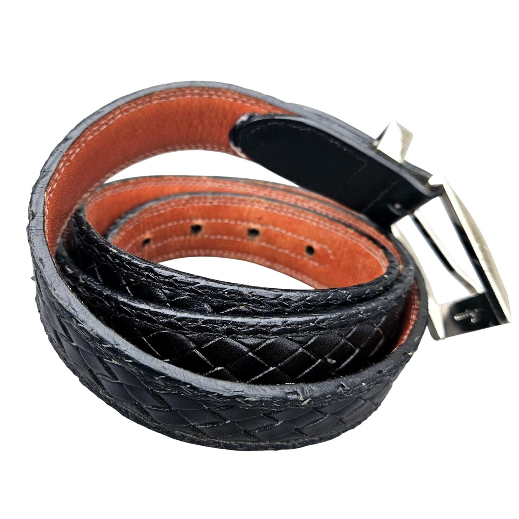 Bragano Black Woven Leather Belt Mens Made in Canada XL 41  display picture 2