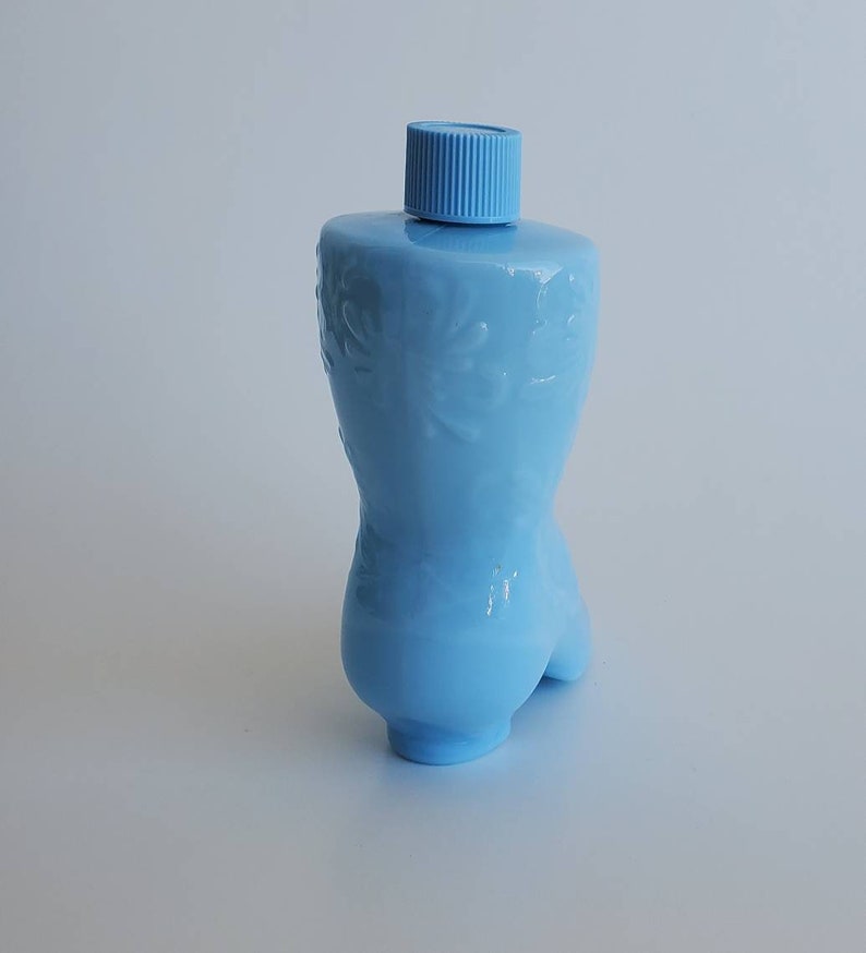 Vintage Avon Sonnet Cologne, 1972 Avon Collectible Bottle, Blue Milk Slag Glass Boot image 5