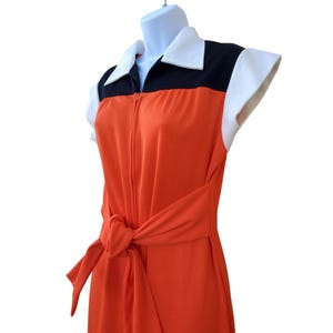 70s Orange Polyester Jumpsuit Volup Vintage XL Roller Skate Disco Jumper