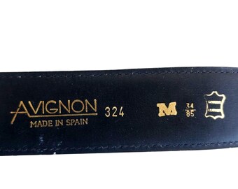 Vintage 80s Belt Womens Medium 34 Metallic Leather Brass Buckle Avignon Spain Vintage 80s Belt Womens Medium 34 Metallic Leather Brass  main image 4