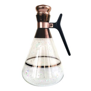 Carafe à café atomique MCM en cuivre et verre, décoration rétro en Pyrex des années 1960