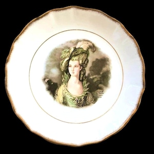 Royal Staffordshire Porcelain England Transferware Gold Rimmed Dish, Gainsborough, Johann Peters Amsterdam