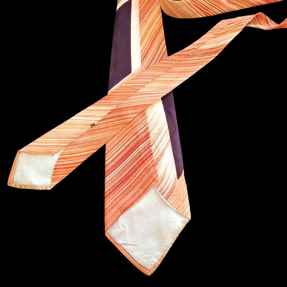 1930s Tie Wide Orange Purple H Monogram Vintage 4… - image 5