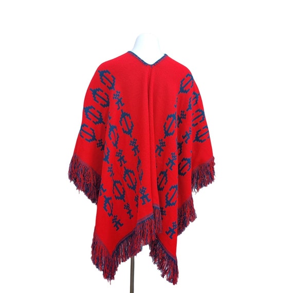 Woven Poncho Serape Blanket Reversible Colorblock… - image 9