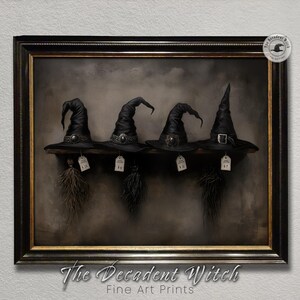 Witch Hat Wall Art Print | Dark Academia Magical Decor | Gothic Witchcore Digital Download | Moody Halloween Vintage Witch Poster