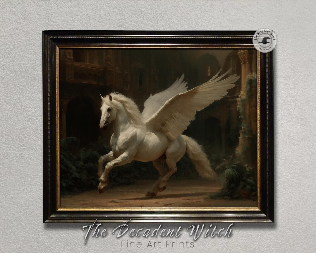 Majestic Winged Horse Printable Fantasy Gothic Decor, Pegasus ...