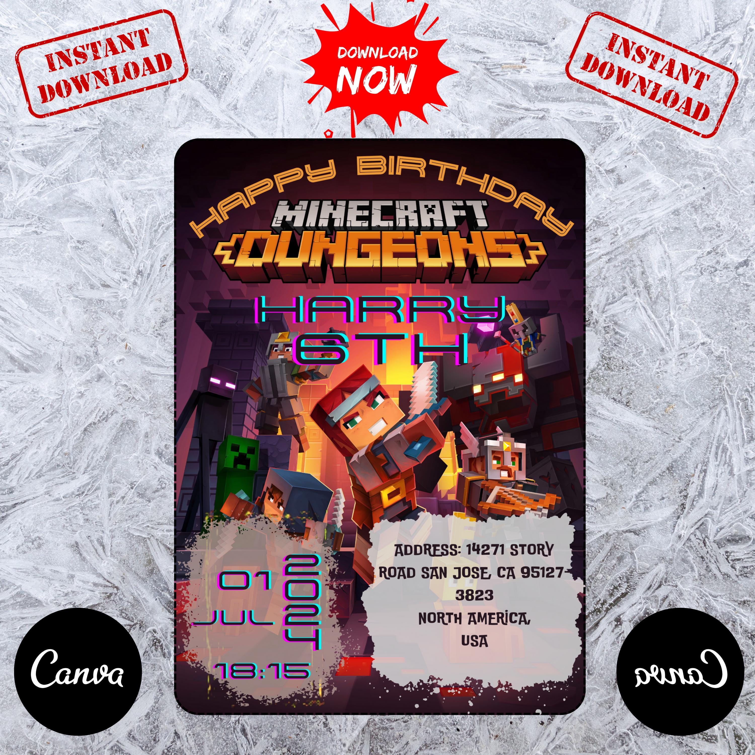 Minecraft Gamer Boy Invite – Editable via Canva