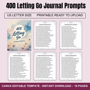 400 loslaten dagboekaanwijzingen, afdrukbaar, dagboek, minimalistisch, reflecties, persoonlijke groei, genezing, pijn, emoties, spijt, verder gaan