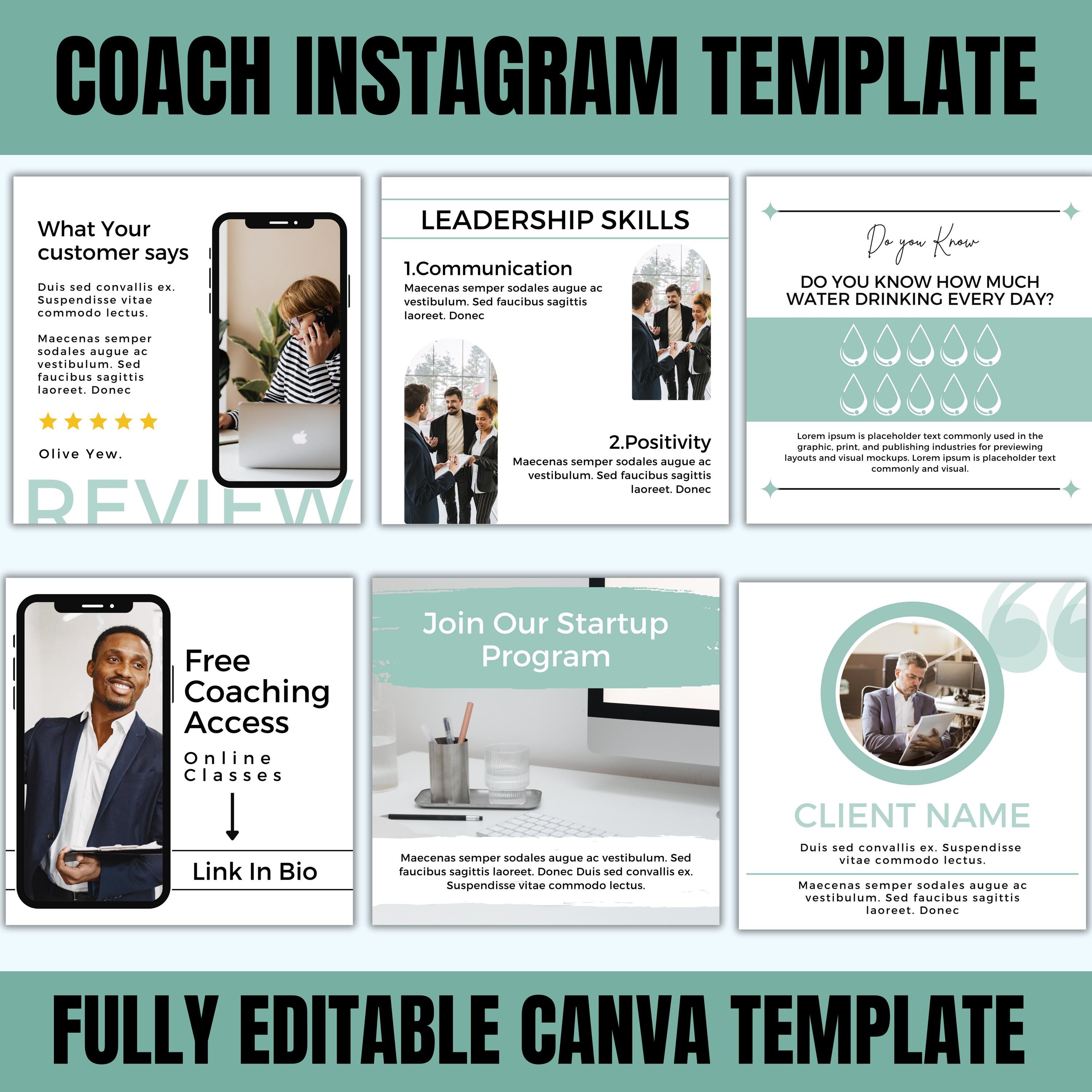 Coach Instagram Post Templates | Canva Editable Social Media Toolkit - Etsy