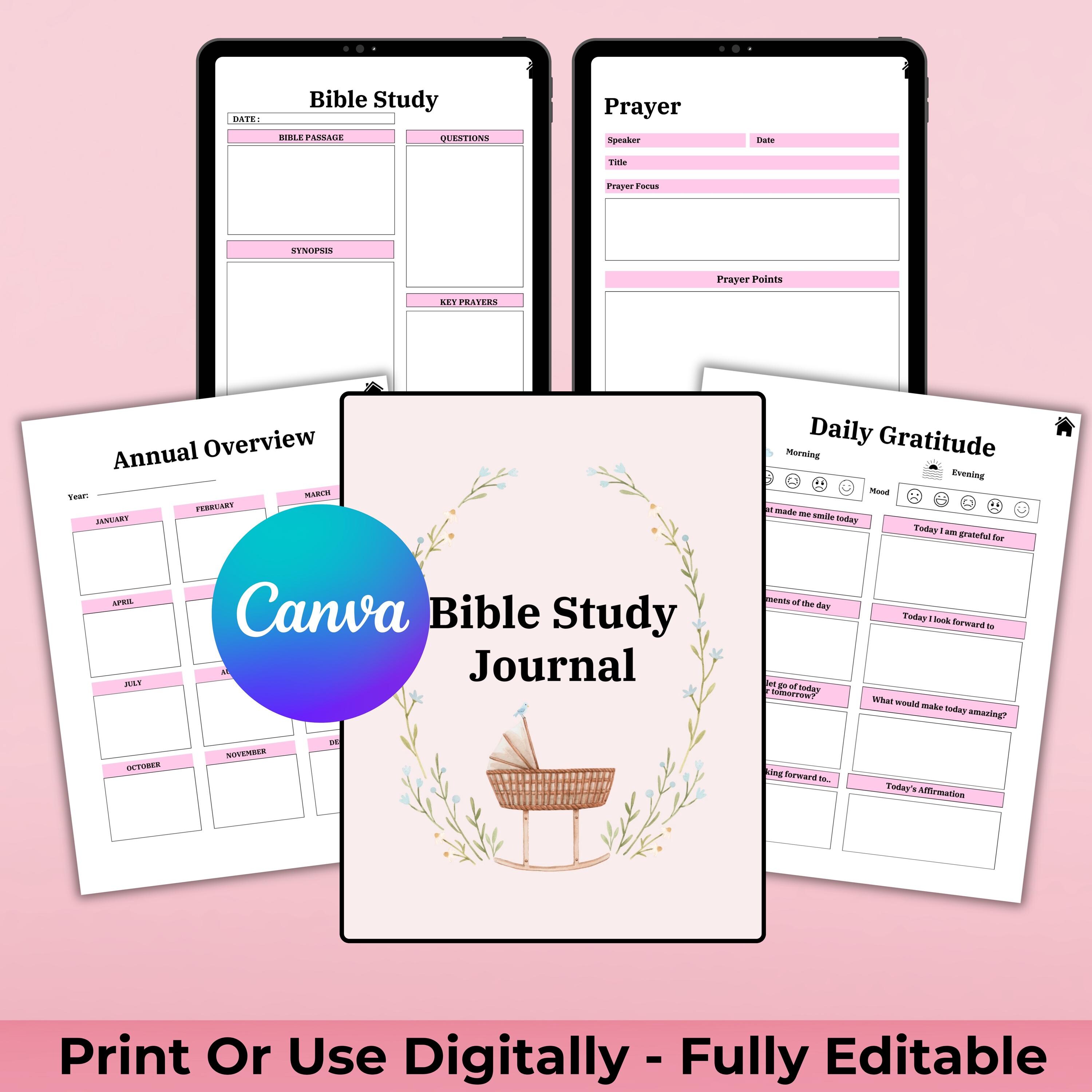 Digital Bible Study Journal PORTRAIT | Hyperlinked Bible Study Guide ...