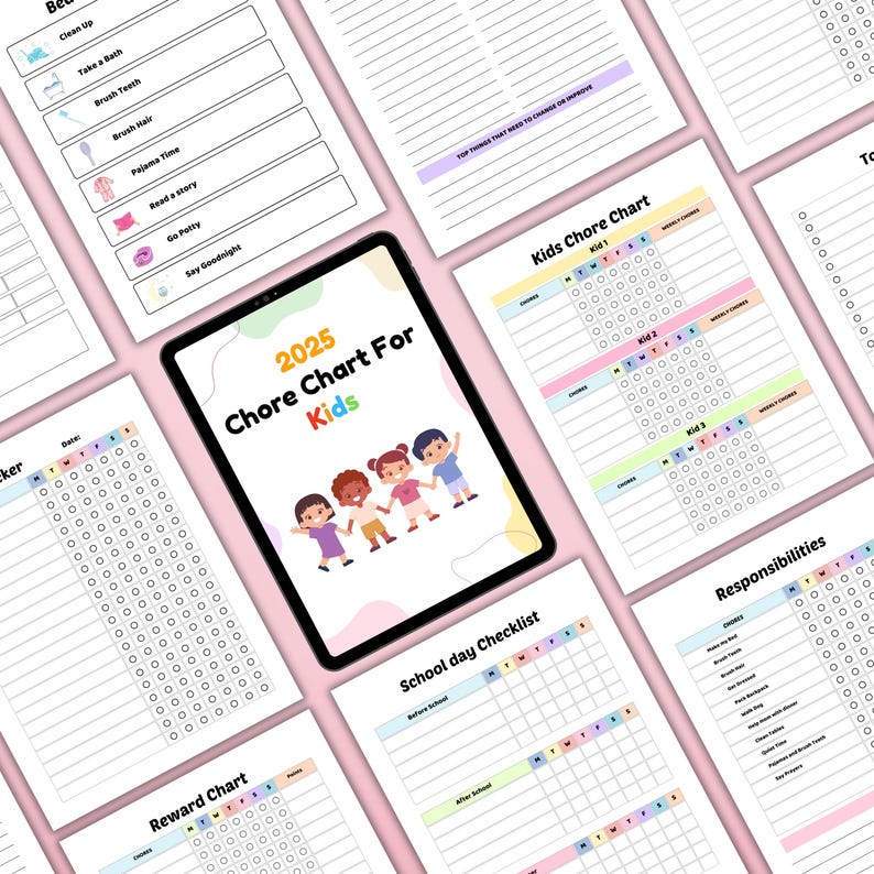 2025 Kids Chore Chart Bundle | Canva Editable, Activity Checklist (PDF ...