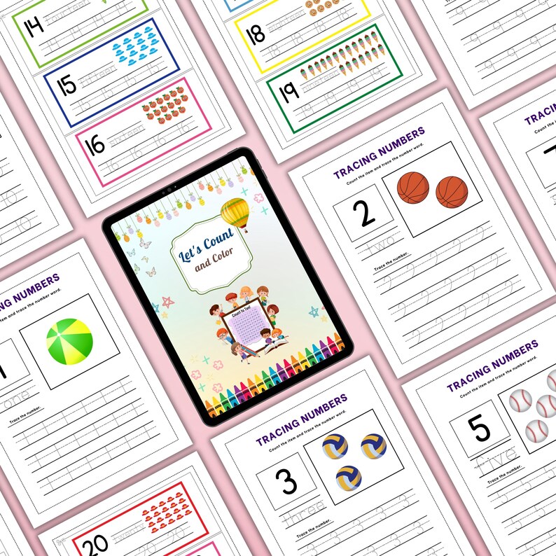 Count and Color Math Worksheets, Preschool Learning (canva Editable) - Etsy