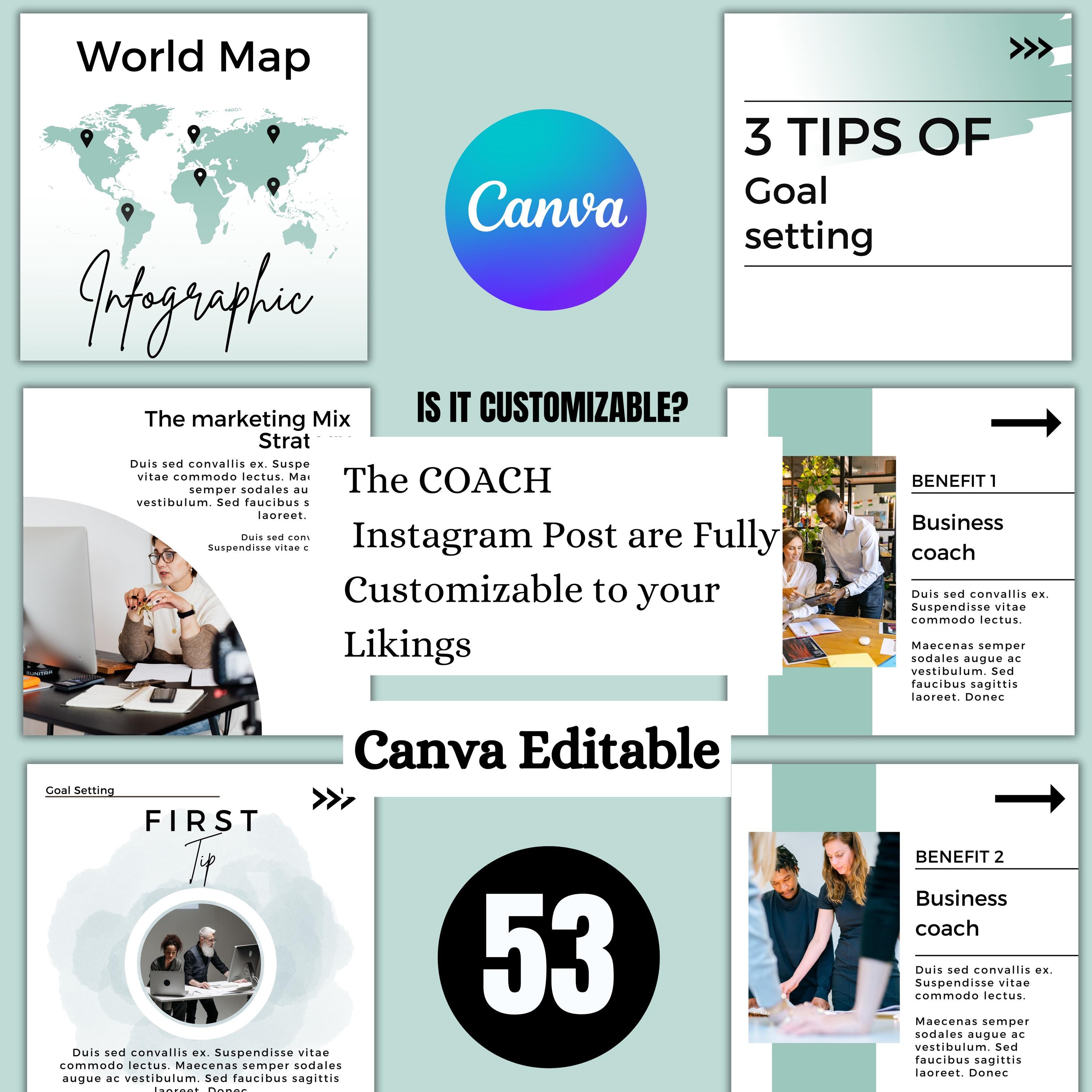 Coach Instagram Post Templates | Canva Editable Social Media Toolkit - Etsy