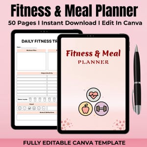 Fitness Planner, Meal planner, Weight Loss, Wellness, Health Goal, Habit Tracker, Fat loss, Exercise plan, Workout plan, Slim body