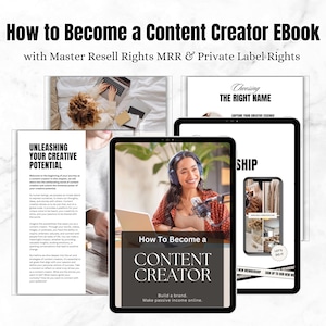 How to become a Content Creator, Social Media Creator PLR MRR Canva Ebook Master Resell Rights Private Label Right PLR, Dfy Influencer Guide