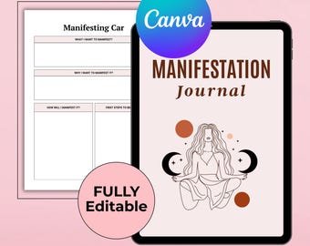 Digital Manifestation Journal, Law of Attraction, Editable Canva PDF