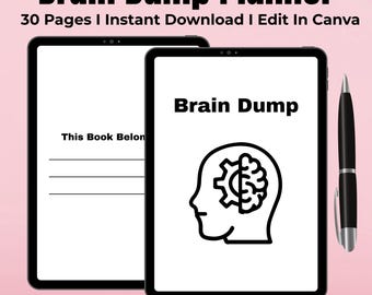 Editable Brain Dump Planner Bundle, To-Do List Printable (Canva PDF)