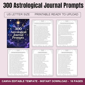 300 indicaciones imprimibles para un diario astrológico, diario de trabajo con la sombra, indicaciones para un diario de autodescubrimiento, diario astrológico, descarga instantánea en PDF