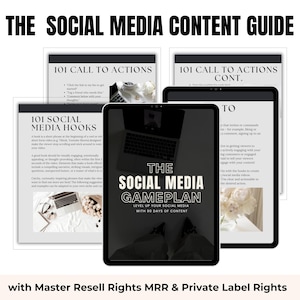 90 days of social media content Guide with Master Resell Rights (MRR) and Private Label Rights (PLR) Done for You guide