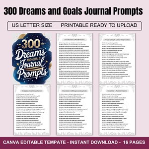 300 Sueños y Metas: Ideas Imprimibles para Diarios, Minimalistas, Reflexiones, Aspiraciones, Visión, Gratitud y Potencial
