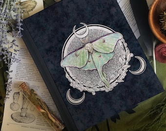 Moon Magic -  Art Journal / Notebook / Sketchbook - Lunar Moth - Moon - Spiritual- Grimoire - Book of Shadows