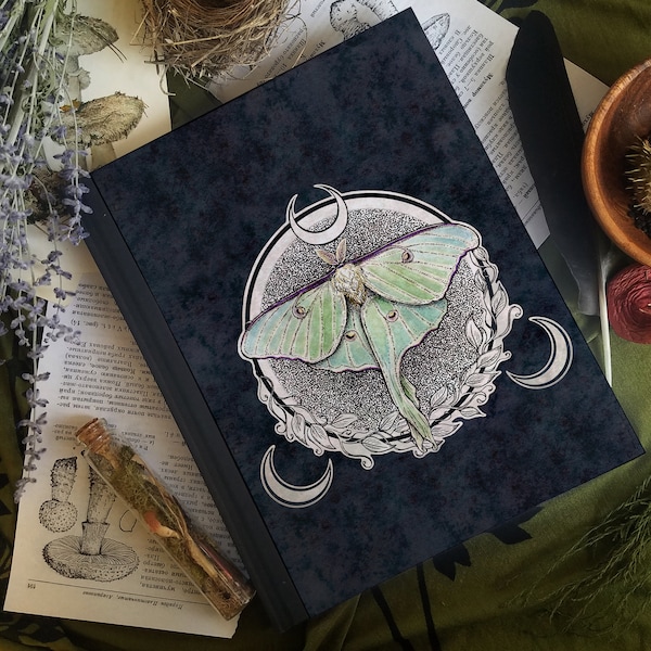 Moon Magic -  Art Journal / Notebook / Sketchbook - Lunar Moth - Moon - Spiritual- Grimoire - Book of Shadows