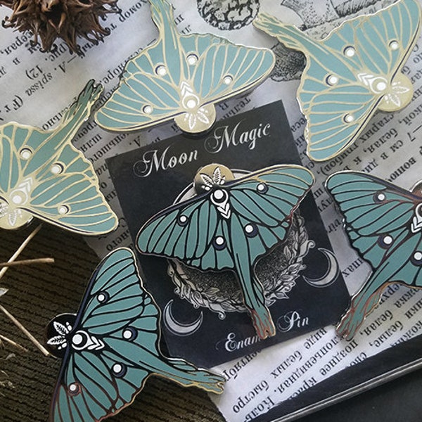 Luna Moth Enamel Pin - Moon Magic Broach