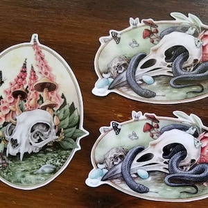 Epilog Sticker - Rabenschädel und Schlange - Katzenschädel und Maus - 12 cm