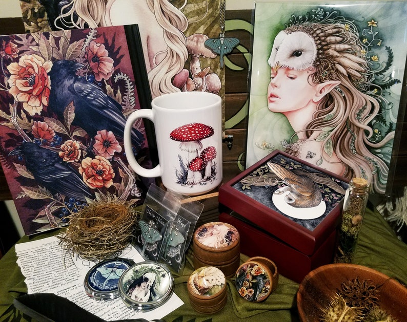 Mystery Box Fantasy and Nature Art Grab Bag Surprise Stickers, Mirrors, Prints, Bookmarks and so much More image 2