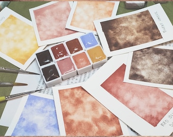 Skin Tones Full Set - 8 Colors - Handmade Watercolor Paint - Half Pan