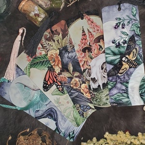 METAL Assorted Bookmarks - Fantasy - Nature - Mushrooms - Fox - Owl - Floral - Goddess - Skull - Luna Moth - Raven - Crow - Owl