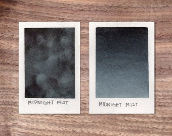 Midnight Mist - Dark Blue - Handmade Watercolor Paint - Semi-Granulating Semi-Separating - Half Pan - Dot Card