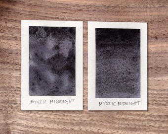 Mystic Midnight - Black Violet- Handmade Watercolor Paint - Half Pan - High Granulating Color Separating