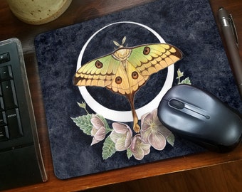 Comet Moth Mousepad - Lunar Magic - Office - Edge lock stitching - Moon