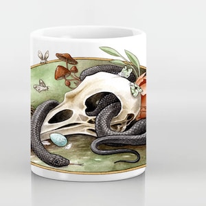 Epilogue Mug - Raven Skull and Snake - 11oz or 15oz Mug - Coffee and Tea