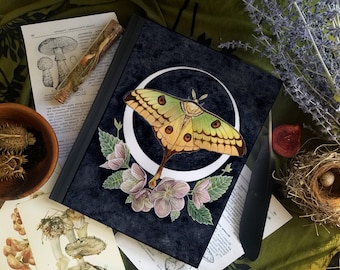 Comet Moth -  Art Journal / Notebook / Sketchbook - Lunar Moth - Moon - Spiritual - Grimoire - Book of Shadows