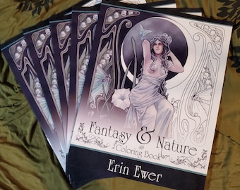 Coloring Book - Fantasy and Nature - Art Nouveau - Fairy - Adult Intermediate