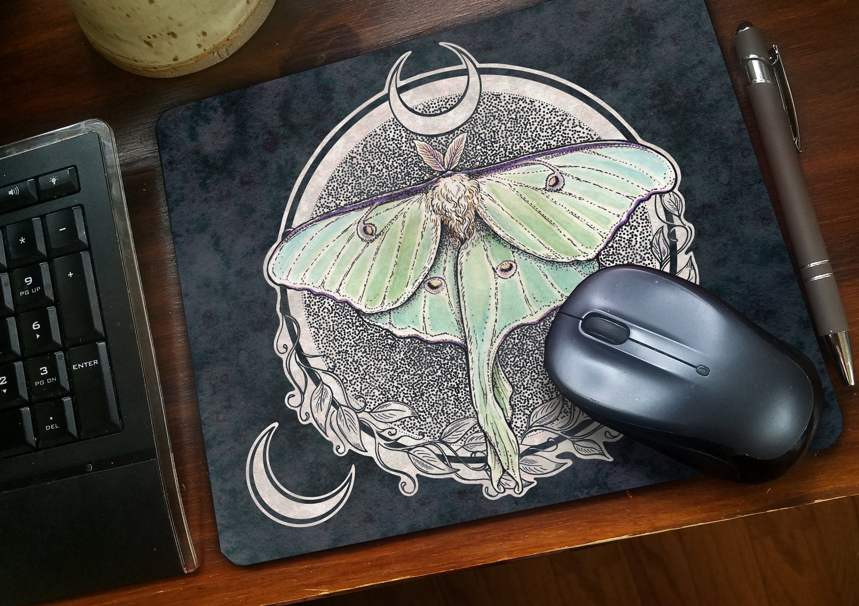 Luna Moth Mouse Pad - Moon Magic - Office