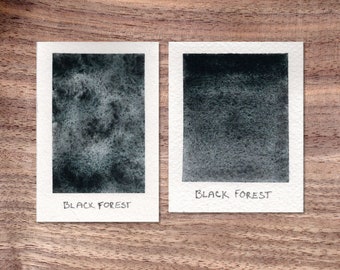 Black Forest - Dark Blue Spruce Handmade Watercolor Paint - Semi-Separating - Granulating - Half Pan - Dot Card