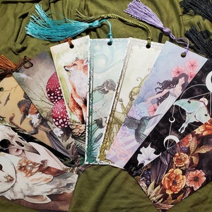 Assorted Bookmarks - Fantasy - Nature - Mushrooms - Fox - Owl - Floral - Goddess - Skull - Luna Moth - Raven - Crow - Owl - Fairy