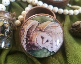 Barn Owl in Flight- Dream Box - Keepsake - Trinket - Jewelry