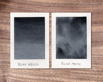 Blue Abyss - Dark Indigo Blue - Handmade Watercolor Paint - Semi-Granulating Semi-Separating - Half Pan - Dot Card