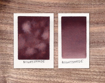 Nightshade - Burgundy Red Violet - Handmade Watercolor Paint - Half Pan - Semi-Granulating Semi-Separating