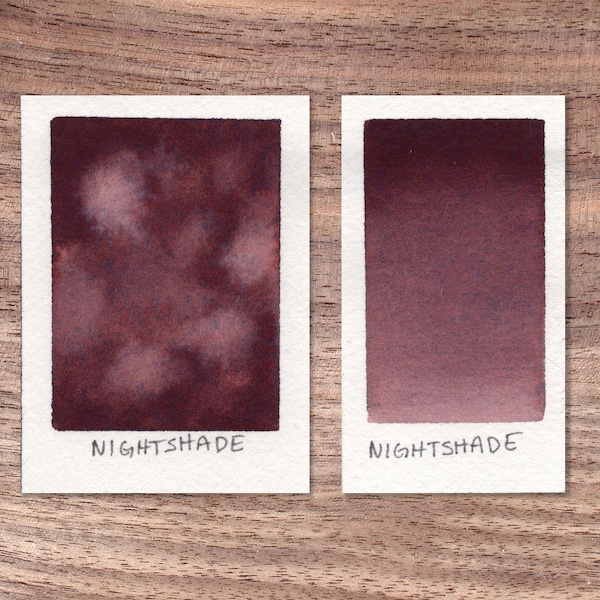 Nightshade - Burgundy Red Violet - Handmade Watercolor Paint - Half Pan - Semi-Granulating Semi-Separating