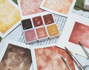 Skin Tones Basics Set - 6 Colors - Handmade Watercolor Paint - Half Pan - Flesh Tones