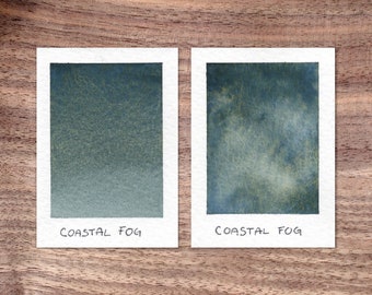 Coastal Fog - Blue Green - Handmade Watercolor Paint - Granulating Semi-Separating - Half Pan - Dot Card