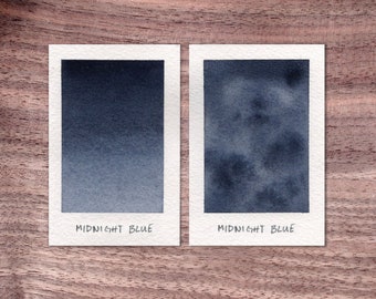 Midnight Blue - Dark Blue - Handmade Watercolor Paint - Semi-Granulating Semi-Separating - Half Pan - Dot Card