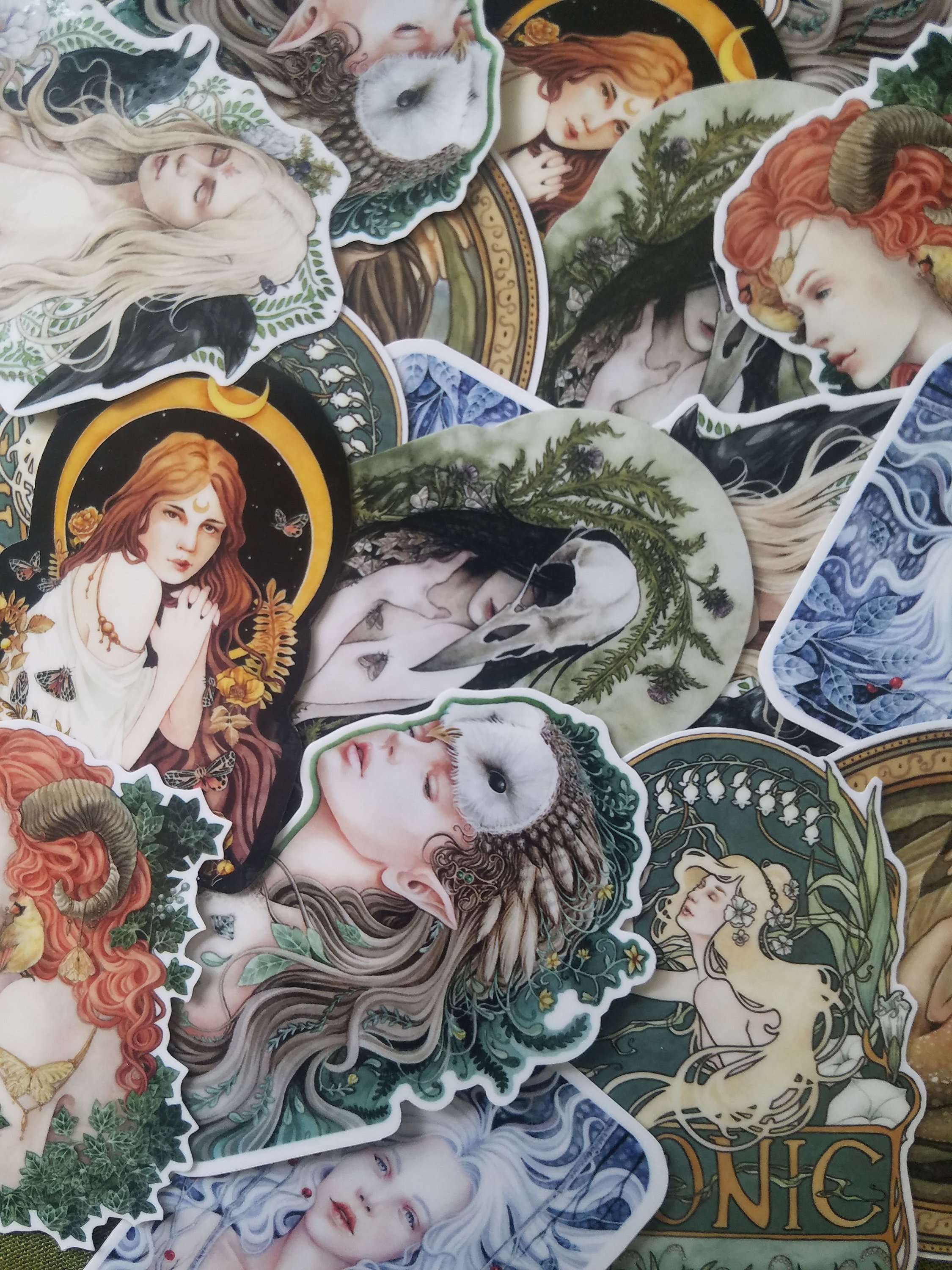 Fantasy Sticker set - Fairy, Goddess, Moon, Owl - Crow Skull - Snakes…