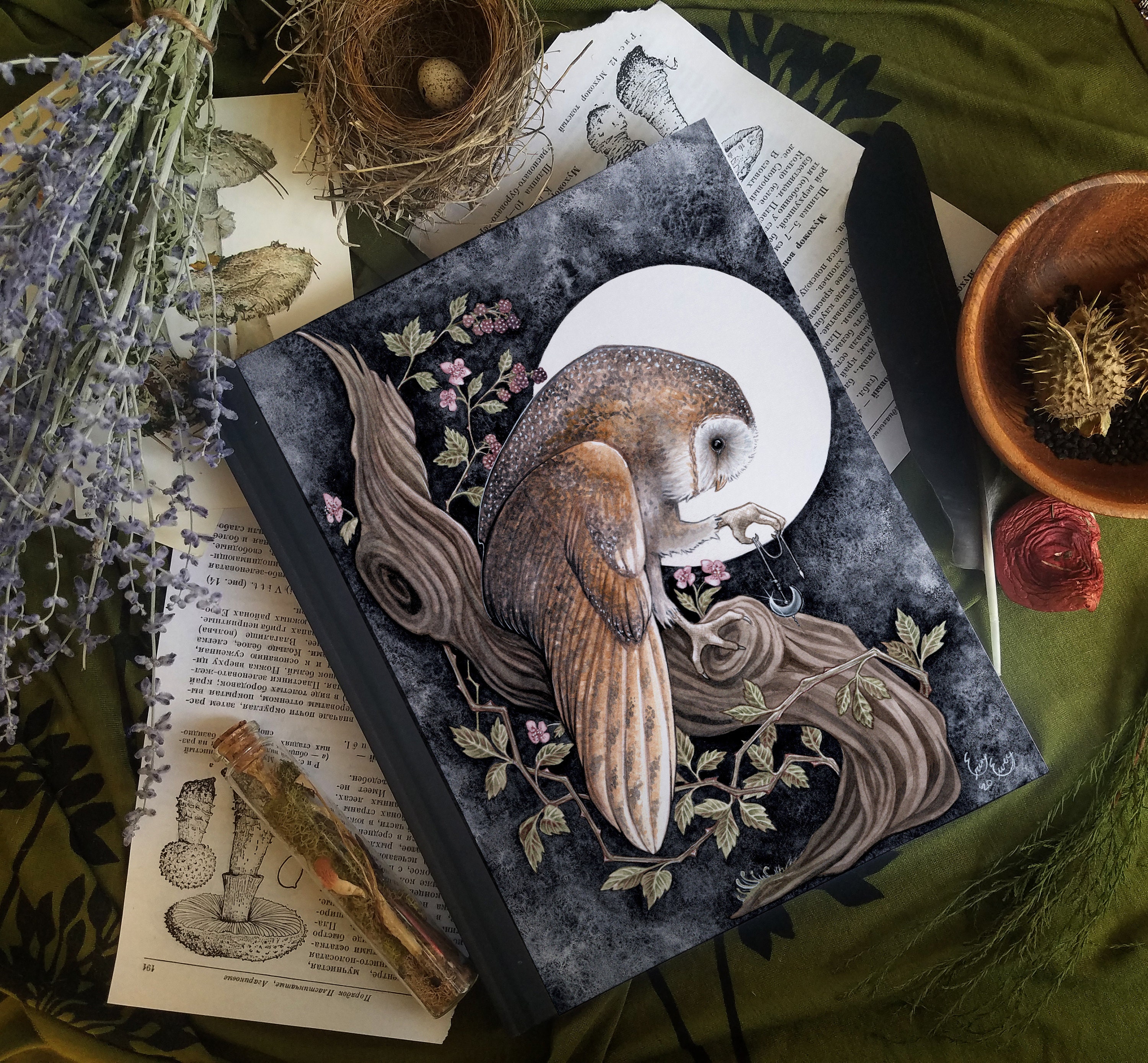 Barn Owl Journal - Notebook / Sketchbook - Spirit Animal - Grimoire - Book of Shadows